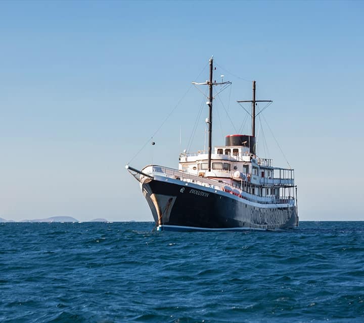 Evolution ship sailing the Galapagos Islands
