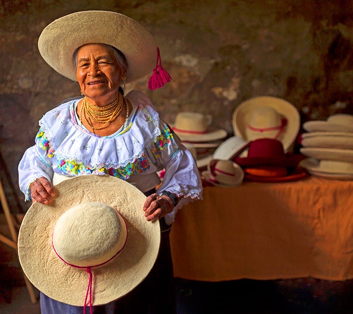 Ecuadorian woman with handmade panama hat