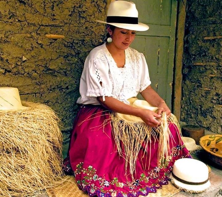 Ecuadorian woman making a Panama Hat