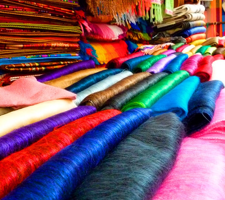 Textiles and fabrics from the Otavalo Market in Ecuador
