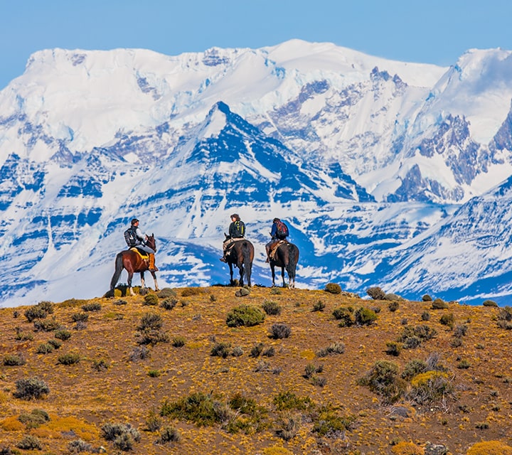 Gaucho leading a horseback riding tour in Patagonia