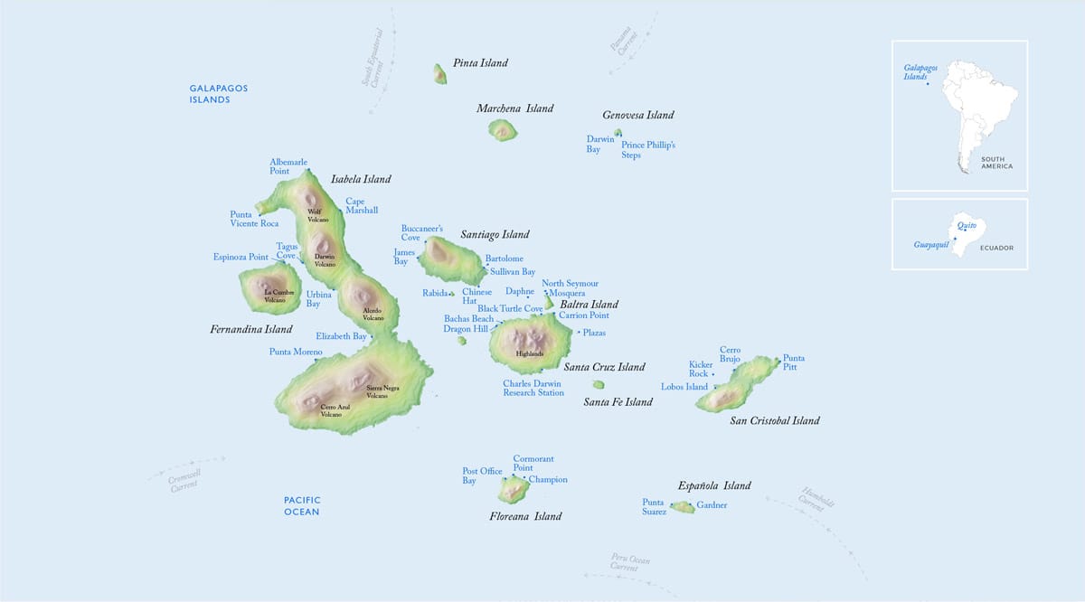 A map of the Galapagos Islands