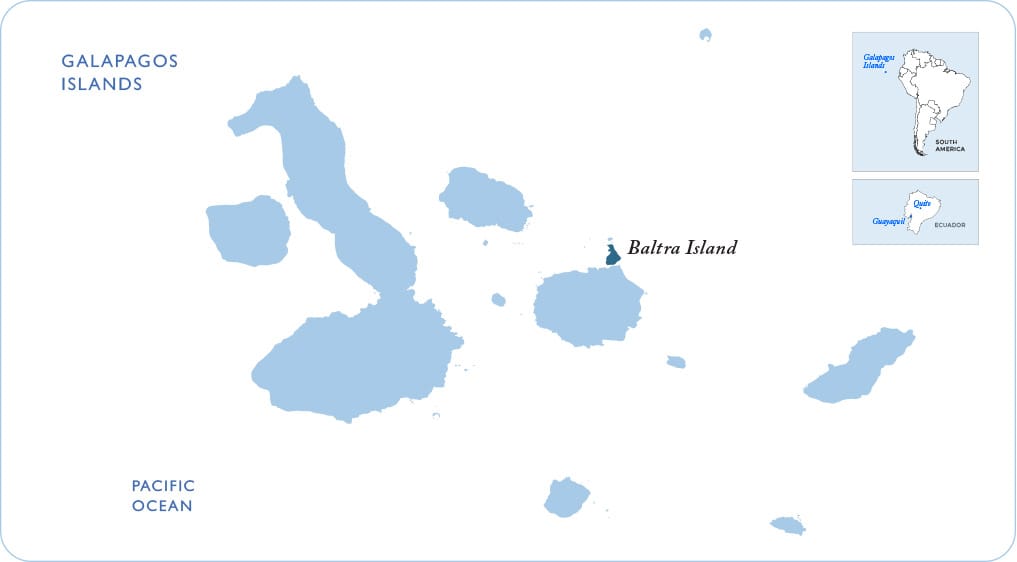 Map of the Galapagos showing Baltra Island