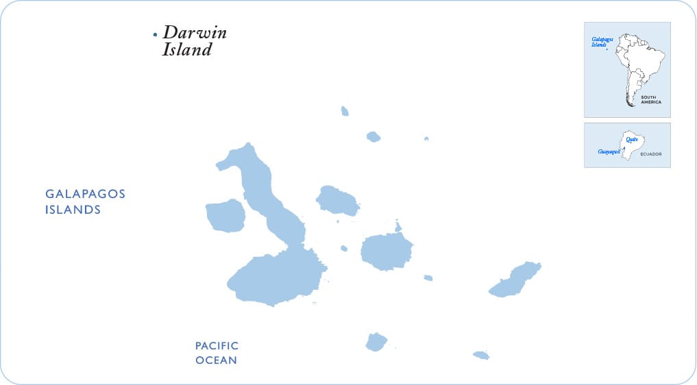Map of the Galapagos showing Darwin Island