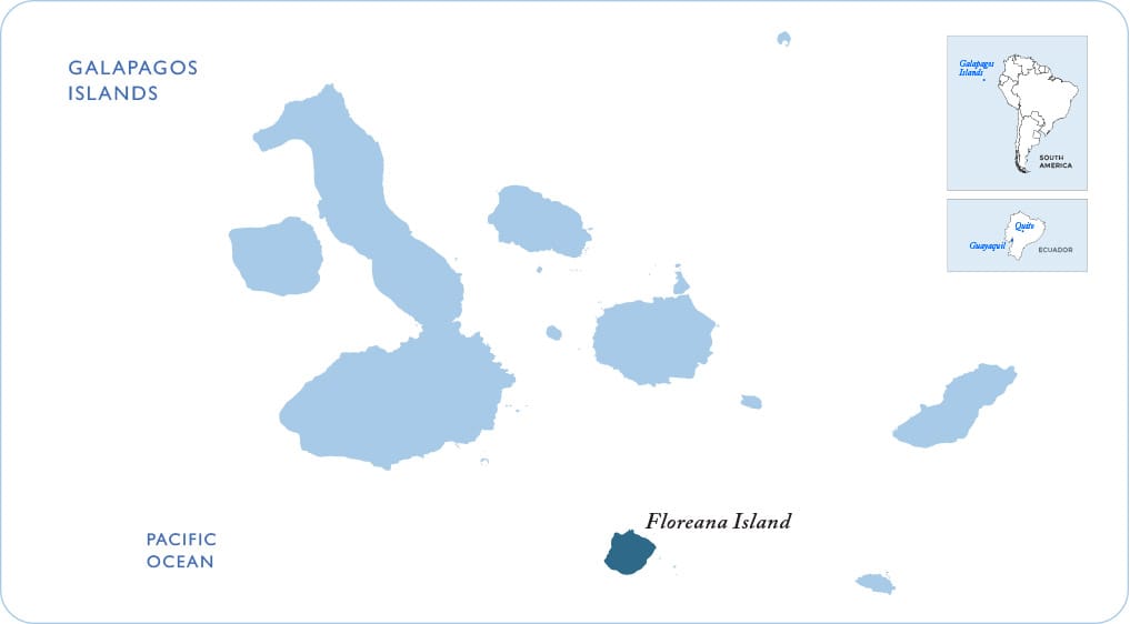 Map of the Galapagos showing Floreana Island
