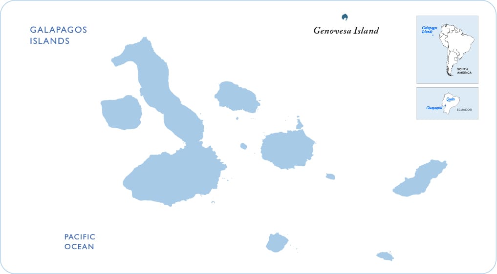 Map of the Galapagos showing Genovesa Island