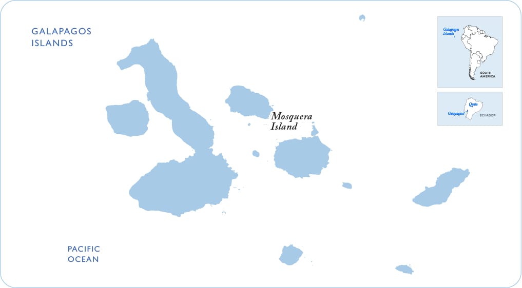 Map of the Galapagos showing Mosquera Island
