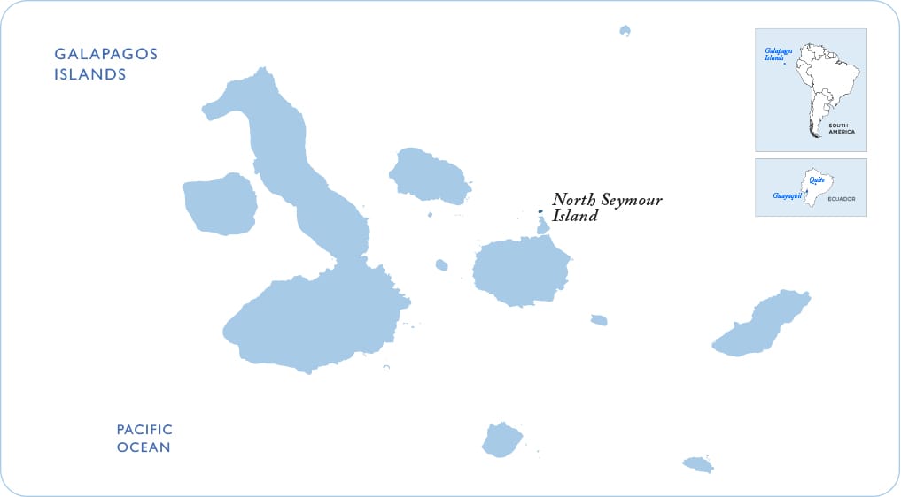 Map of the Galapagos showing North Seymour Island