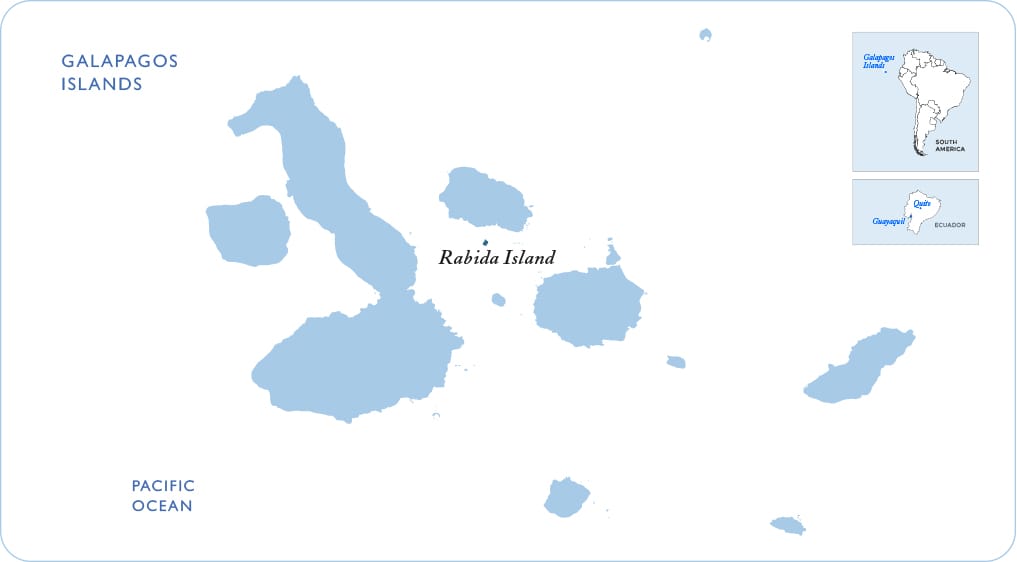 Map of the Galapagos showing Rabida Island