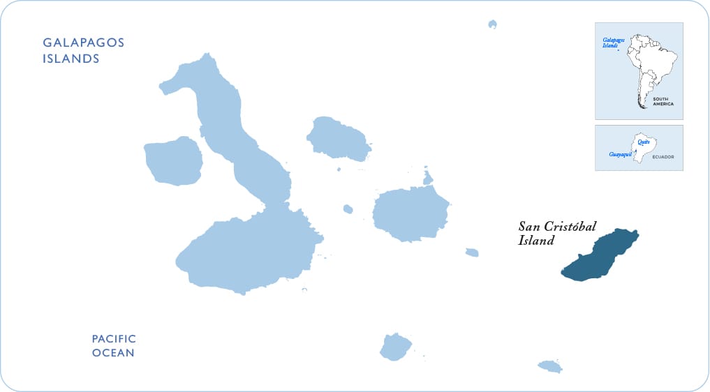 Map of the Galapagos showing San Cristobal Island