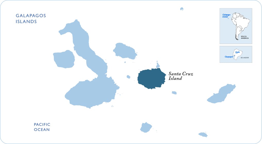 Map of the Galapagos showing Santa Cruz Island