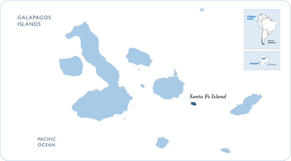 Map of the Galapagos showing Santa Fe Island