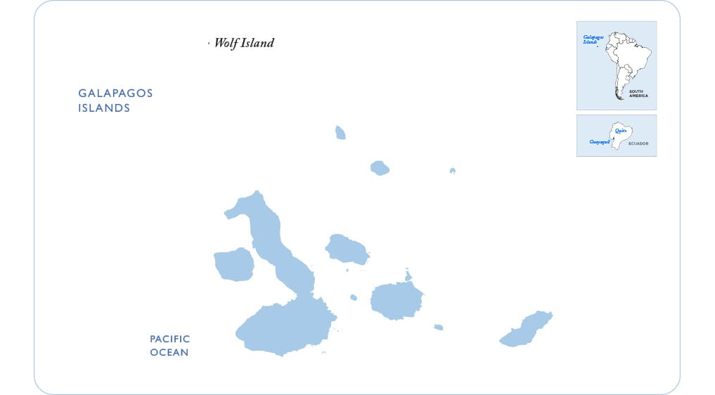 Map of the Galapagos showing Wolf Island