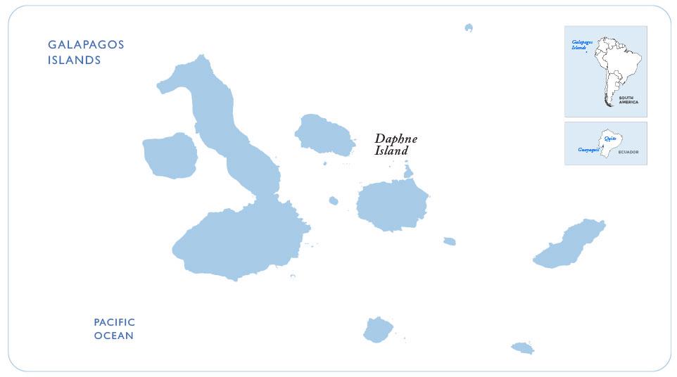 Map of the Galapagos showing Daphne Island