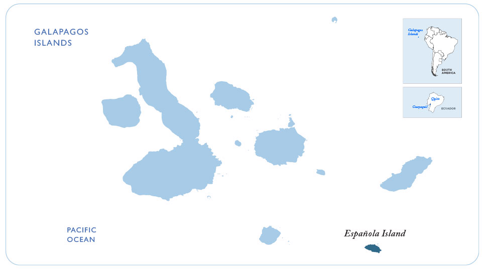 Map of the Galapagos showing Española Island