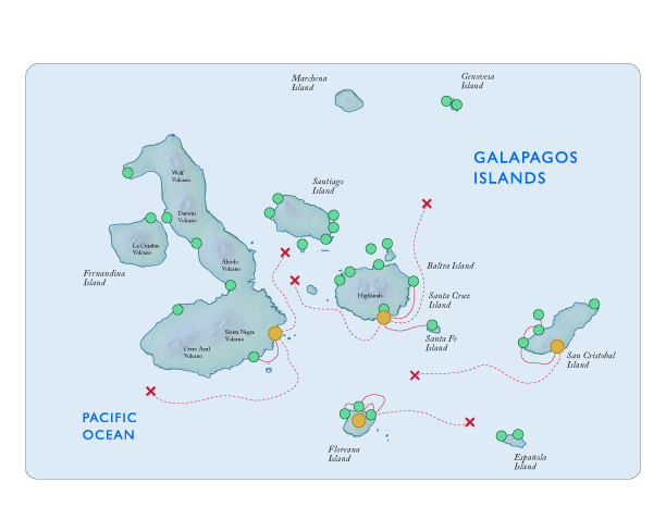 Galapagos Map Cruise vs Hotel